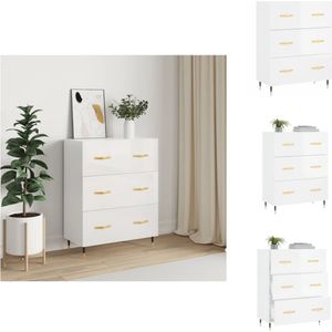 vidaXL Dressoir - Klassiek - Buffetkast - 69.5 x 34 x 90 cm (B x D x H) - Hoogglans wit - Keukenkast