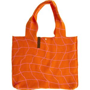 LOT83 Shopper Feline - Tote bag - Boodschappentas - Handtas - Oranje & Roze - 35 x 45 cm