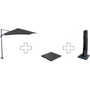 Zweefparasol Hawaii S - met voet en hoes - Zwart - 250 x 250 cm
