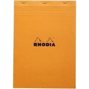Schrijfblok Rhodia A4 80 vel geel ruit 5x5 mm