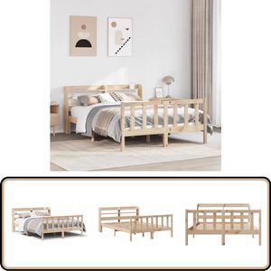 vidaXL Bedframe - Massief Grenenhout - 120x190 cm Massief Houten Bed - Grenen Hout Bed - Bed Frame - Rustiek Bed - Bed Met Opbergruimte