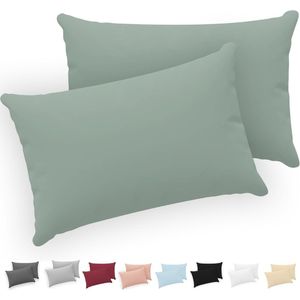 Kussenslopen 40x60 Set van 2 - 100% Katoen Jersey - Groen - Oeko-Tex Gecertificeerd