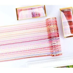 20 Kleuren plus Gouden Vormen Washi Tapes Roze | Twintig Verschillende Washi Tapes in Meerdere Kleuren en Patronen | Gouden Patronen | Masking Tapes | Bullet Journal | Plakboeken | Inpakken | Versieringen | Vormen Bloemen Patronen Slingers Eten