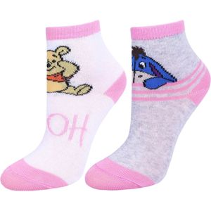 2x Wit-roze hoge, zachte sokken met een mooi motief - Winnie de Poeh Disney