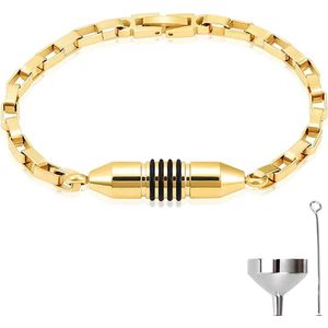 Luxe As Armband - 20 CM - Met Ashanger - Voor As, Haren of Parfum - Assieraad - Gedenksieraad - Urn - Incl. As vuller en Opbergzakje - Luxury Gold