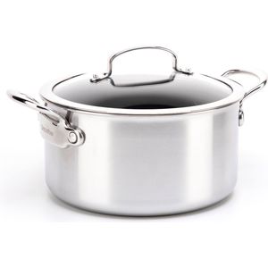 GreenPan Barcelona Evershine Kookpan - Ø24cm - 5.8L- Zilver - PFAS-vrij - Inductiegeschikt - RVS handgrepen - ovenbestendig tot 220 graden