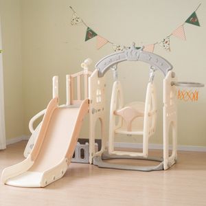5-in-1 multifunctionele kinderspeelset - met schommel, glijbaan, klimladder, basketbalring, telescoop en opbergbox - perfecte speeltuin voor binnen en buiten