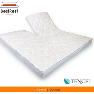 Topdekmatras - 200x200 - (MET SPLIT) Split Topper - Koudschuim - Topmatras - BestRest Bedden® - Tencel Hoes - Wit - Veerkrachtig