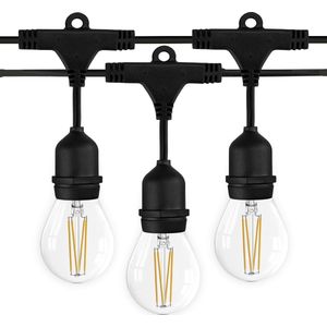 Ledvion Prikkabel, LED Prikkabels Buiten, 50M, 50x E27 LED Lamp Zilver, Waterdicht IP65, Prik Kabel Buiten, 50W, 2100K