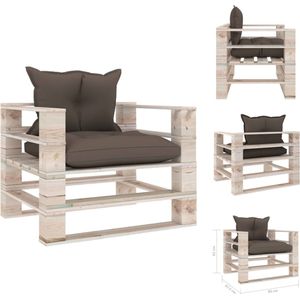 vidaXL Pallet Armstoel Tuin - 80 x 67.5 x 62 cm - Grenenhout - Taupe - Loungebank