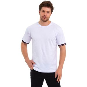Comeor T-shirt Heren Korte Mouw met Patroon - Katoen - Wit - XL