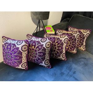 Pack of 5 Decorative cushion velvet with flower pattern, Purple Decorative cushions, Couch cushions, Gray Sofa Cushions, Cushion covers for living room, Velvet Square Pillow Case, Purple and Gold decorative pillows, Christmas gifts for home