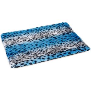 Beeztees teddy benchkussen, luipaard. Blauw. 57 x 40 x 3,5 cm.