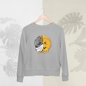 Feel Free - Halloween Sweater - Smiley: Niezend gezicht - Maat XL - Kleur Grijs