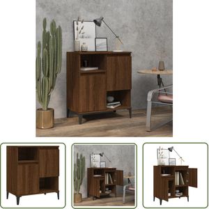 The Living Store Dressoir 60x35x70 cm bewerkt hout bruin eikenkleur - Dressoir Vintage - Houten Dressoir - Bruine Eiken Dressoir - Opberg Dresser - Display Functie