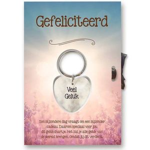 Gelukshart Sleutelhanger  Giftcard Gefeliciteerd