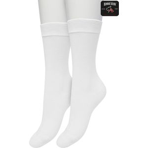 Bonnie Doon Basic Sokken Dames Wit maat 36/42 - 2 paar - Basis Katoenen Sok - Gladde Naden - Brede Boord - Uitstekend Draagcomfort - Perfecte Pasvorm - 2-pack - Multipack - Effen - White - OL834222.1