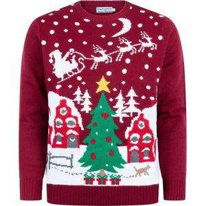 Foute Kersttrui Dames & Heren - Christmas Sweater ""Gezellig Kerstlandschap"" - Mannen & Vrouwen Maat M - Kerstcadeau