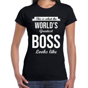 Worlds greatest boss cadeau t-shirt zwart voor dames - verjaardag / kado shirt voor een baas / bazin / werkgever XXL