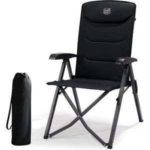 Opvouwbare Campingstoel - Hoge rugleuning - Zwart - Aluminium