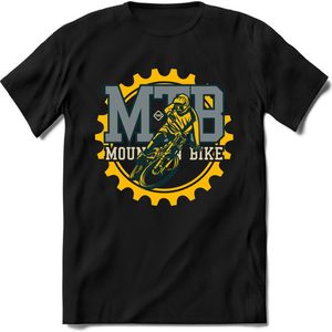 Mountainbike Gear | TSK Studio Mountainbike kleding Sport T-Shirt | Lichtblauw - Geel | Heren / Dames | Perfect MTB Verjaardag Cadeau Shirt Maat M
