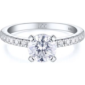 Finesse - 14k Witgouden Moissanite Verlovingsring met Zijstenen - 1.2 karaat