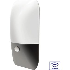 Braytron Pirus  LED Wandlamp Buitenverlichting LED Muur Armatuur-Aluminium -Bewegingssensor -Grijs-IP54 Waterdicht -12W-3000K Warm wit licht
