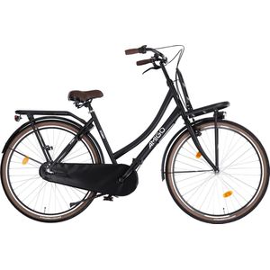 AMIGO Sturdy - Transportfiets voor Dames - Omafiets 28 Inch 53 cm - 3 Versnellingen - Terugtraprem en V-brakes - Matzwart