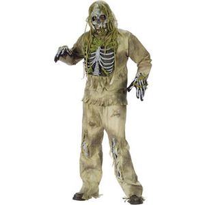 KIMU Kostuum Zombie Moeras Skelet Pak - The Walking Dead Zombiepak Met Masker Halloween - Skelet Horror Eng Geest Festival