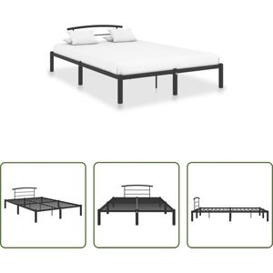 The Living Store Metalen Bedframe - Zwart - 210 x 130 x 63 cm - Geschikt voor 120 x 200 cm matras - Eenvoudig te monteren