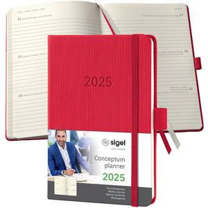 Sigel Conceptum weekagenda - A6 - 2025 (NL/FR/EN/DU) - rood - hardcover - SI-C2565