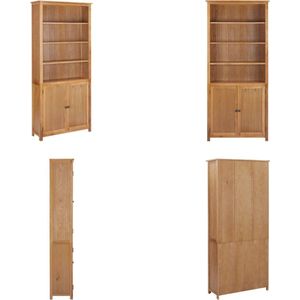 vidaXL Boekenkast met 2 deuren 90x30x200 cm massief eikenhout - Boekenkast - Boekenkasten - Kast - Kasten