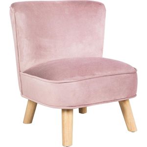 Comfortabele kinderstoel met houten poten en fluwelen zitting voor jongens en meisjes - mauve/roze kinderzetel