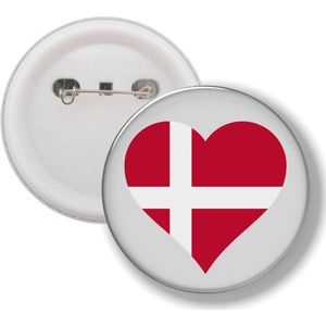Button Met Speld - Hart Vlag Denemarken