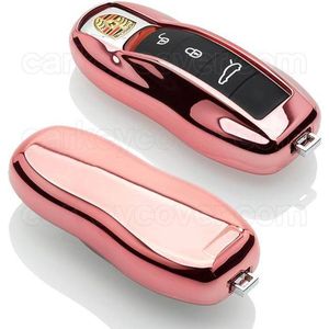 Autosleutel Hoesje geschikt voor Porsche - SleutelCover - TPU Autosleutel Cover - Sleutelhoesje Rose Goud Hoogglans