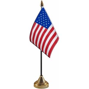 Amerika/USA tafelvlaggetje 10 x 15 cm met standaard