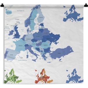 Wandkleed Kleurrijke kaart Europa - Highly detailed map of Europe for your design and products Wandkleed katoen 150x150 cm - Wandtapijt met foto