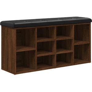 vidaXL Schoenenbank - 102x32x50 cm - Bruin Eiken Schoenenbankje - Schoenenbankjes - Halbankje - Opbergbankje