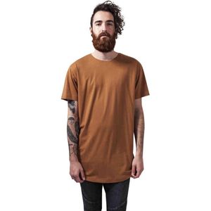 Urban Classics - Shaped Long Heren T-shirt - S - Bruin