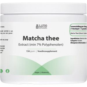 Matcha Thee Extract - Vegan - 150 gram - 50 Doseringen - 7% Polyphenolen (Werkzame stof) - In een handige opberg pot