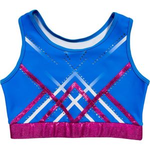Sparkle&Dream Turntopje Mara Lichtblauw Roze - Maat ALA XS/S - Gympakje voor Turnen, Acro, Trampoline en Gymnastiek