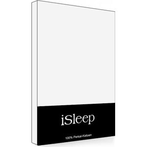 iSleep Perkal Split-Topper Hoeslaken - Litsjumeaux - 180x210 cm - Wit