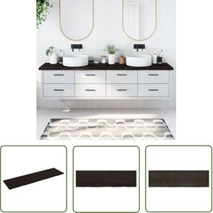 The Living Store Wastafelblad 220x60x(2-4) cm behandeld massief hout donkerbruin - Wastafelblad Eiken - Keukenblad Eiken - Tafelblad Eiken - Eikenhout Wasbak - Badkamermeubel Eiken