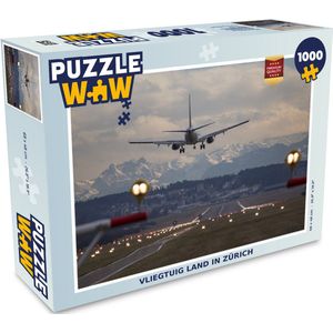 Puzzel Vliegtuig land in Zürich - Legpuzzel - Puzzel 1000 stukjes volwassenen