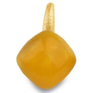 Silventi 9SIL-21124 Zilveren Hanger met Steen - Orange Calcite - 12 x 12 mm - Zilver - Gold Plated