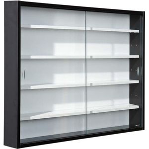 Goodivery - Vitrinekast - Vitrinekast met Glas - Vitrinekasten -Vitrinekast Hangend - Wandvitrine - Vitrine Kast - 10x80x60 - Zwart