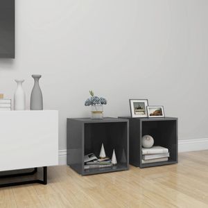 The Living Store TV-meubel - Spaanplaat - 37 x 35 x 37 cm - Hoogglans grijs