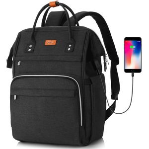 Rugzak met USB-poort - Zwart - 17.3 inch laptoptas - Voor school, werk, reizen - Rugtas met veel opbergruimte
