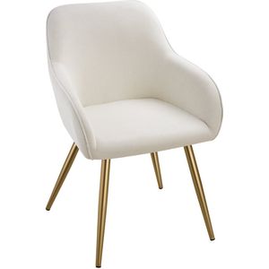 tectake® Stoel | Gestoffeerde Woonkamerstoel met cordlook - creme/goud | Designstoel, Loungestoel | Draagvermogen tot 120kg