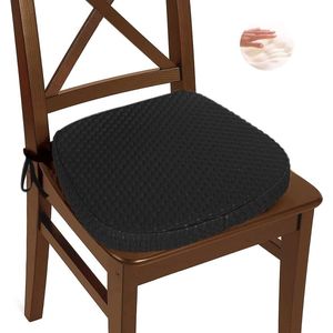 Traagschuim zitkussen, 43 x 40 cm, zachte antislip zitkussen met banden en afneembare kussensloop, zelfkoelende 3D-viscosevezel, U-vormig stoelkussen voor de meeste stoelen, zwart